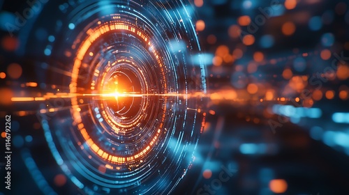 Abstract digital space with dynamic light trails and futuristic vibes