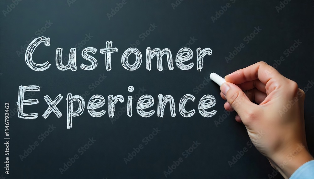 Hand holding white chalk writing Customer Experience.Highlighting key business principles. Hand holding white chalk writing Customer Experience.Highlighting key business principles.