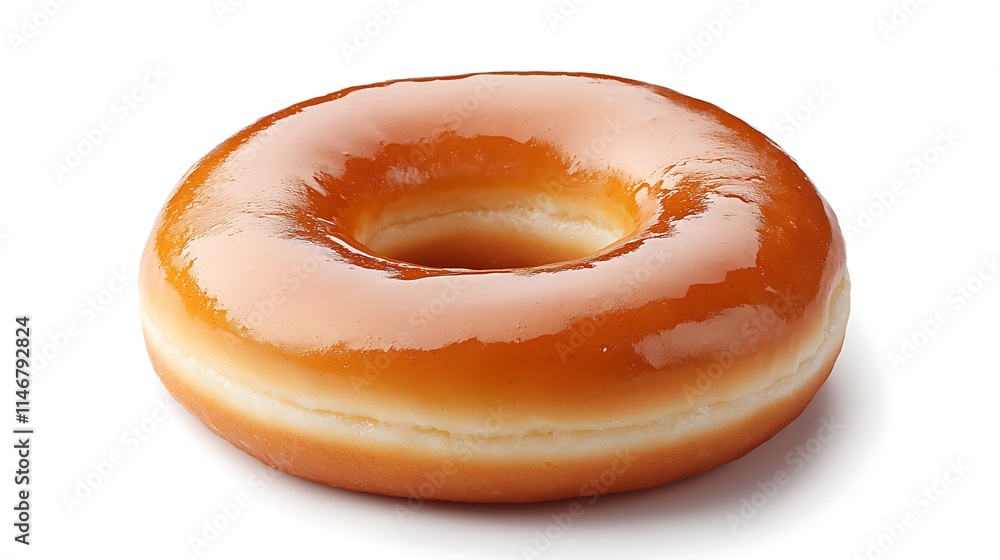 Glazed Donut Isolated on White Background Sweet Treat Bakery Pastry Glazed Donut Isolated on White Background Sweet Treat Bakery Pastry