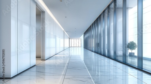 Wallpaper Mural Modern Office Corridor: Sleek Design and Bright Interior Torontodigital.ca