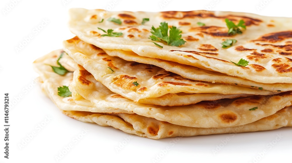 Delicious Stack of Aromatic Indian Flatbreads with Cilantro Delicious Stack of Aromatic Indian Flatbreads with Cilantro