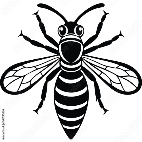 yellow jacket insect flat vector illustration on white background