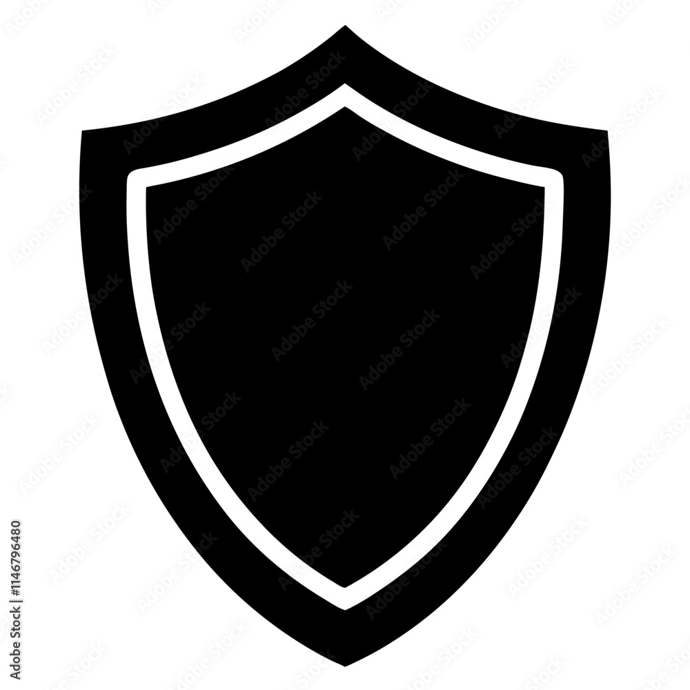 Shield icon vector silhouette on white background Shield icon vector silhouette on white background