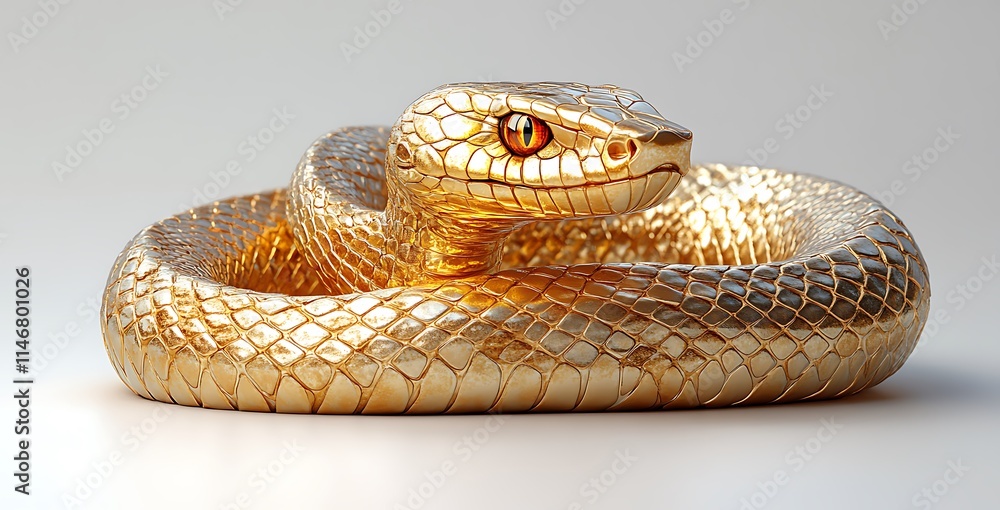 Obraz premium A Gold Snake with a Red Eye.