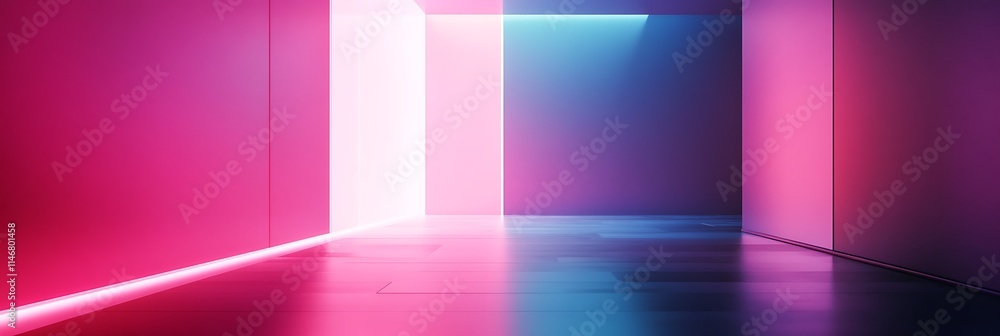 Neon Corridor: An abstract, futuristic scene featuring a brightly lit hallway with vibrant neon lights casting reflections on the glossy floor. This image evokes a sense of mystery, anticipation. Neon Corridor: An abstract, futuristic scene featuring a brightly lit hallway with vibrant neon lights casting reflections on the glossy floor. This image evokes a sense of mystery, anticipation.