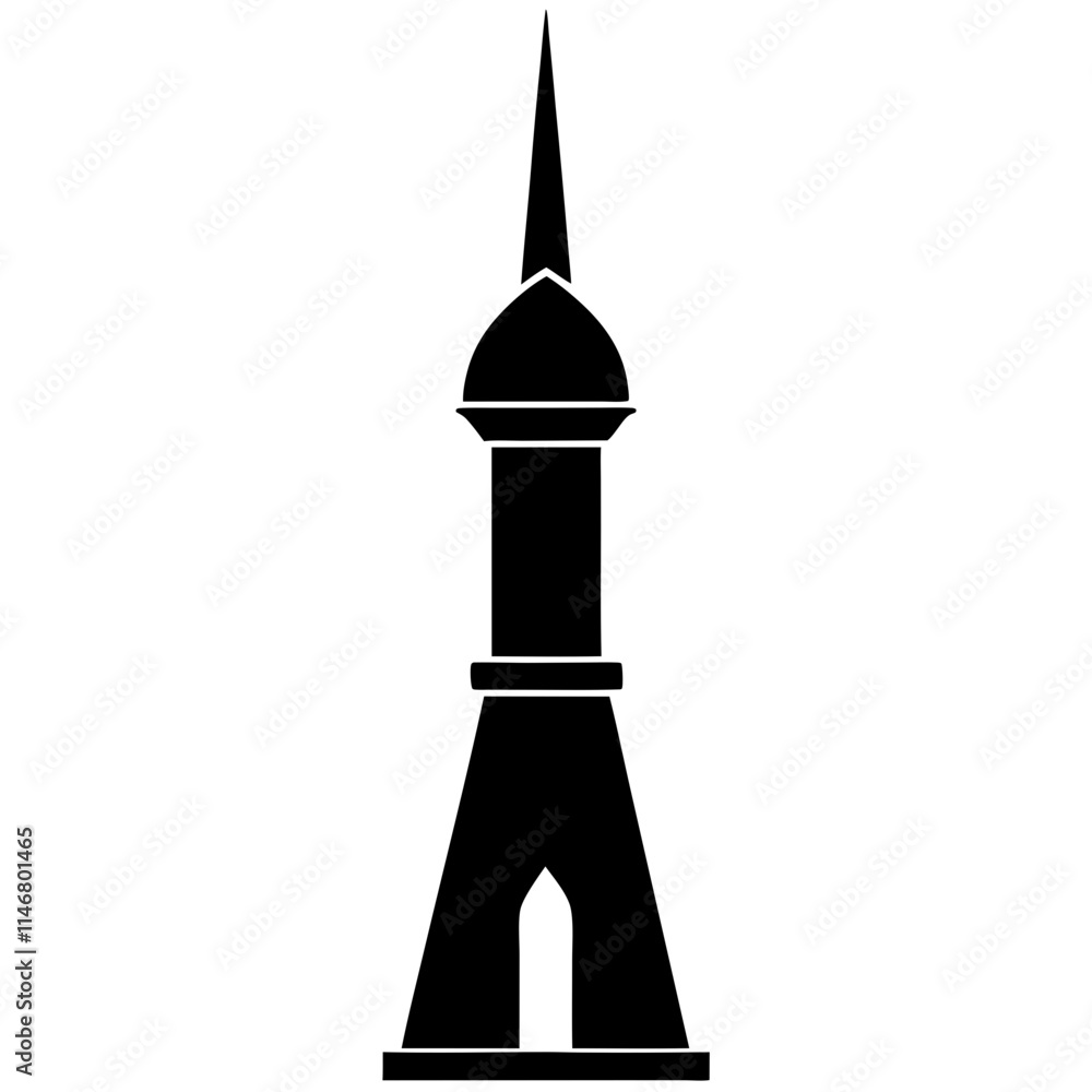 Obraz premium Black Minaret on solid white background