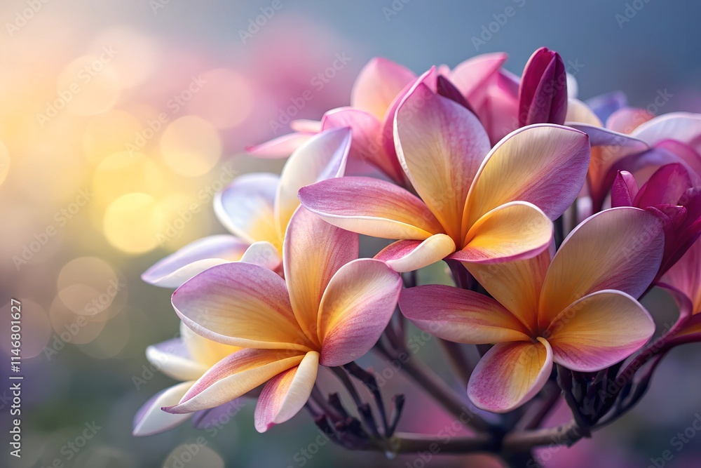 macro Vibrant and Colorful Petal Arrangement with Glowing Bokeh Background macro Vibrant and Colorful Petal Arrangement with Glowing Bokeh Background