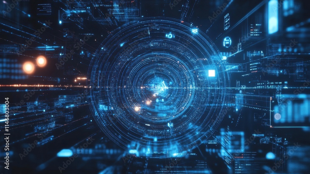 Futuristic Data Visualization with Light and Circles Futuristic Data Visualization with Light and Circles