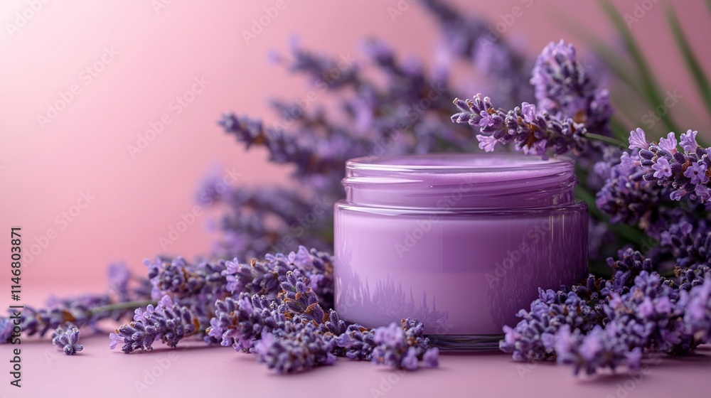 Face cream in a glass jar on a solid background. Face cream in a glass jar on a solid background.