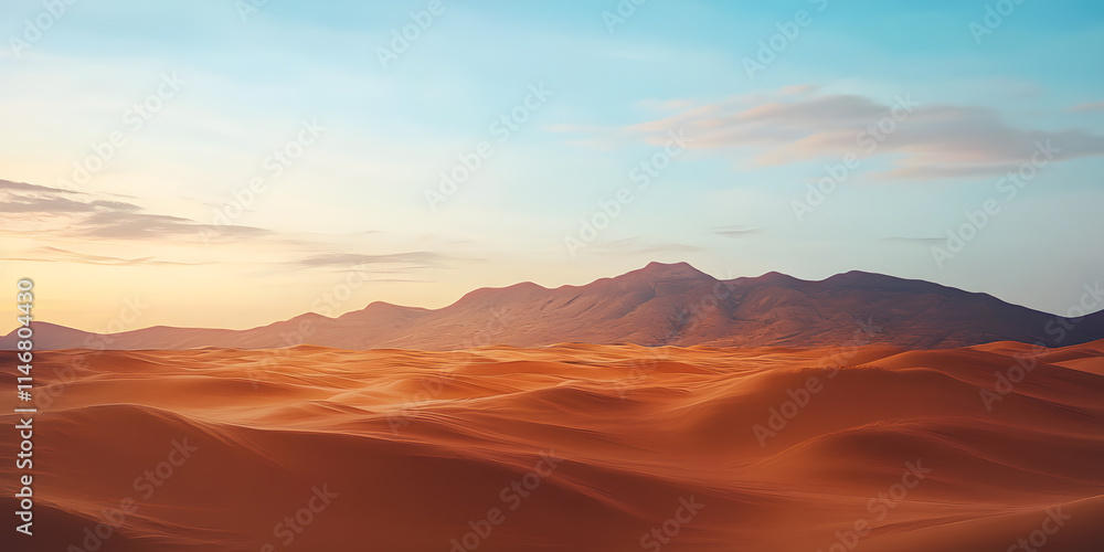 Fototapeta premium Serene Sunset Over the Orange Dunes of the Sahara Desert