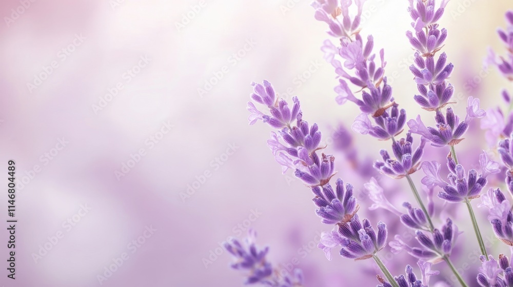 Delicate Purple Lavender Flowers with Soft Pink Background Glow Delicate Purple Lavender Flowers with Soft Pink Background Glow