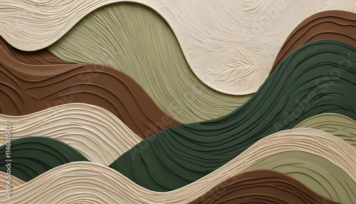Flowing Earthy Tones Abstract 3D Landscape Texture Art