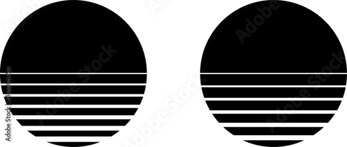Vintage retro sun circle emblem. Vector sunset sunrise logo design.