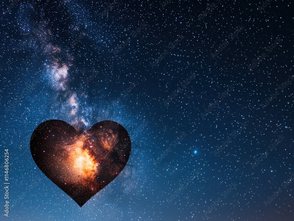 Always loved and remembered concept. A cosmic heart shape filled with stars against a night sky. Always loved and remembered concept. A cosmic heart shape filled with stars against a night sky.