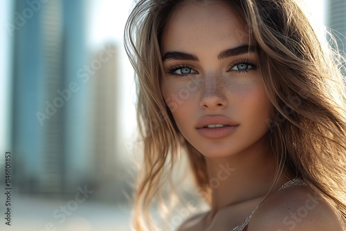 Blonde Woman Freckles City Background Sunlit Free Download Blonde Woman Freckles City Background Sunlit - GFXLoad