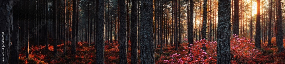 Serene Autumnal Scene in a Norwegian Forest with Vibrant Foliage and Soft Golden Light Serene Autumnal Scene in a Norwegian Forest with Vibrant Foliage and Soft Golden Light