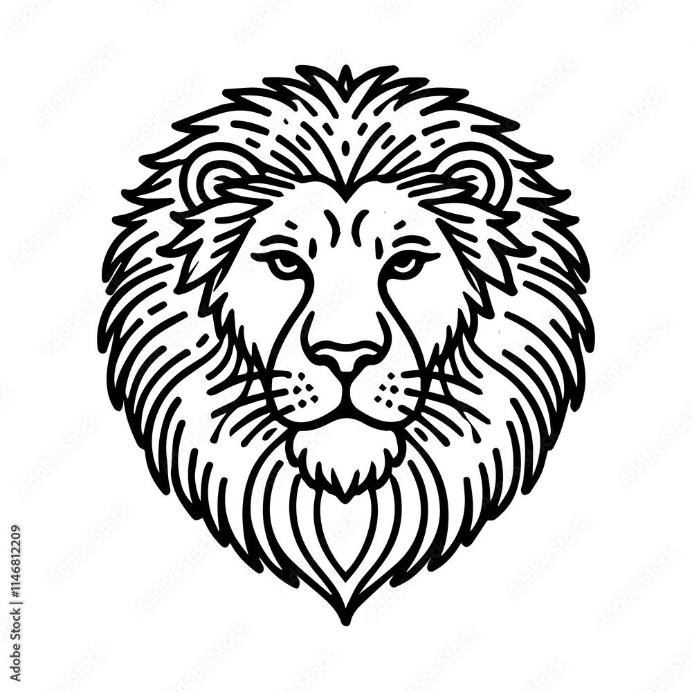 Fototapeta premium A simple illustration of Lion face , a lion face drawing , face of a lion drawing , lion illustration simple