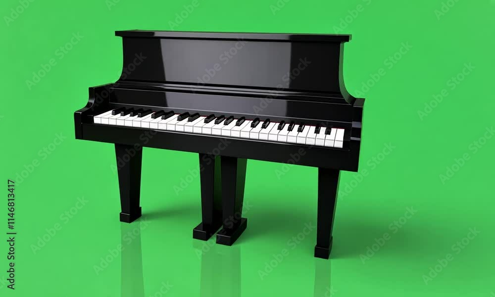Piano 3D cartoon on a green background Piano 3D cartoon on a green background
