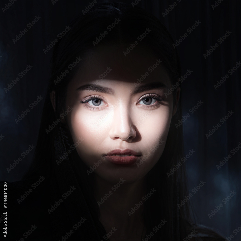 Dramatic Interplay of Light and Shadow on a Face Dramatic Interplay of Light and Shadow on a Face
