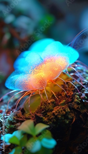 Colorful jellyfish illuminated in an aquatic environment showcasing vibrant hues and delicate textures