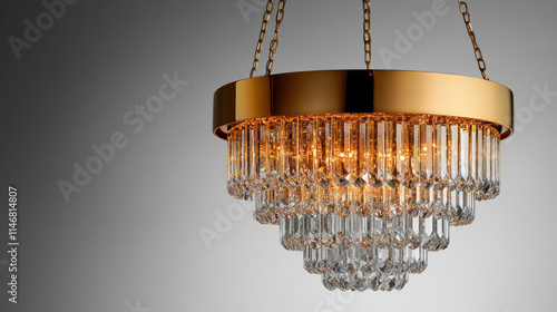 Elegant gold and crystal chandelier pendant light.