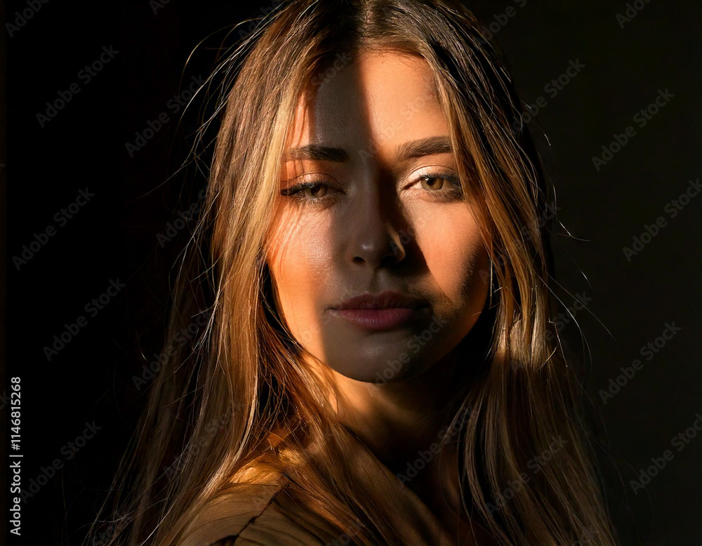 Dramatic Interplay of Light and Shadow on a Face Dramatic Interplay of Light and Shadow on a Face