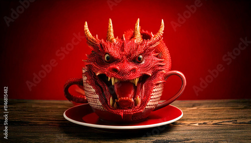 Fierce Red Dragon Glaring with Intense Power