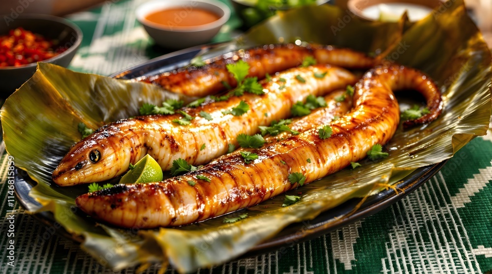 Grilled Marinated Eel with Herbs and Spices (Laotian Cuisine) Grilled Marinated Eel with Herbs and Spices (Laotian Cuisine)