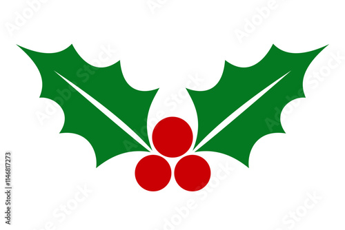 Christmas holly berries icon, holly berries leaves - stock vector