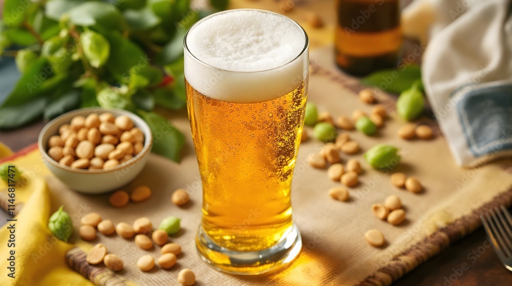 Golden Beer Brewed in the Swiss Alps with Local Alpine Ingredients (Swiss Cuisine) Golden Beer Brewed in the Swiss Alps with Local Alpine Ingredients (Swiss Cuisine)