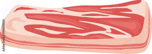 Raw pork belly slab displaying the characteristic marbling and fat layers, ideal for various culinary preparations, highlighting the quality and texture of the meat