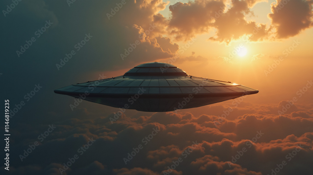 ufo flying over the clouds, generative ai ufo flying over the clouds, generative ai