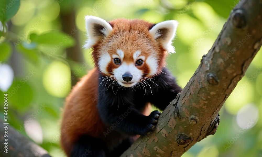Fototapeta premium Adorable Red Panda on a Branch