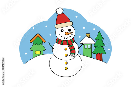 snowman with christmas tree