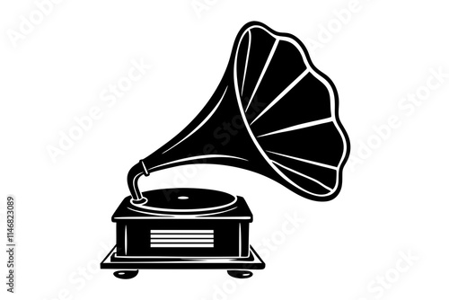 vintage gramophone isolated on white background