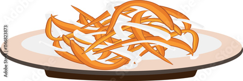 Namasu - pickled carrots and daikon on a plate. Japanese New Year's food.