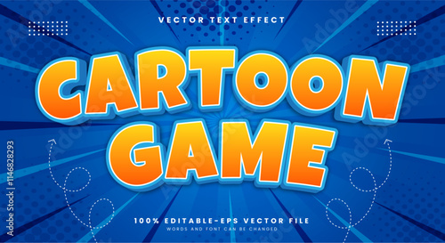 Cartoon Game 3d editable text effect Template with Comic Style