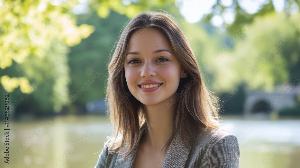 Smiling Woman in a Park - Radiant Portrait Smiling Woman in a Park - Radiant Portrait