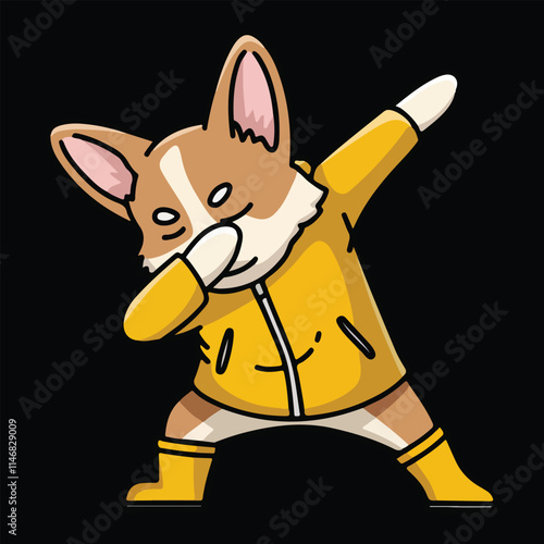 Cute corgi dog Dabbing cartoon vector illustration