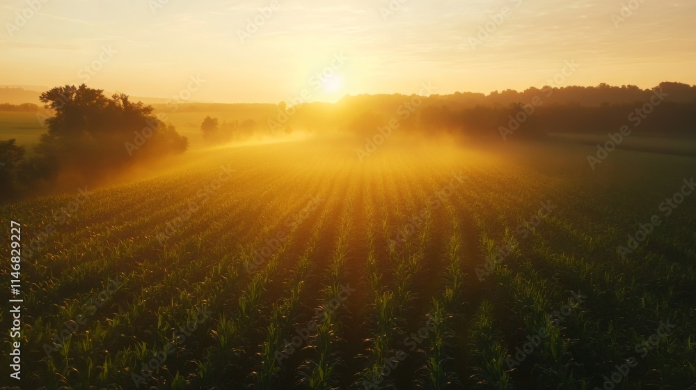 Golden Sunrise Over a Cornfield Golden Sunrise Over a Cornfield