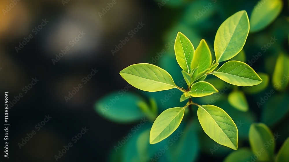 Close-up of vibrant green leaves on a branch, soft background. Close-up of vibrant green leaves on a branch, soft background.