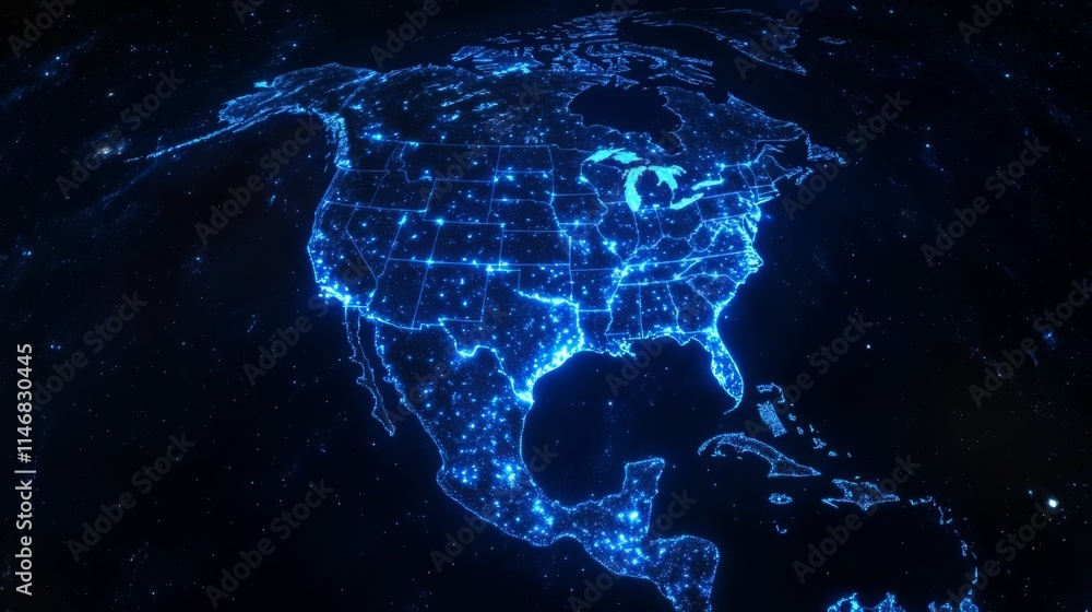 North America's Illuminated Cities: A Stunning Visualization of Urban Connectivity North America's Illuminated Cities: A Stunning Visualization of Urban Connectivity