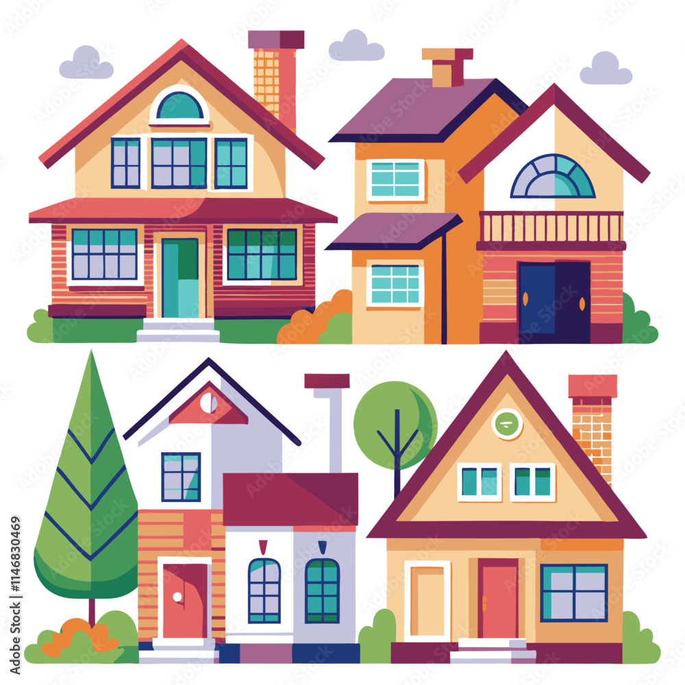 set of houses icons set of houses icons