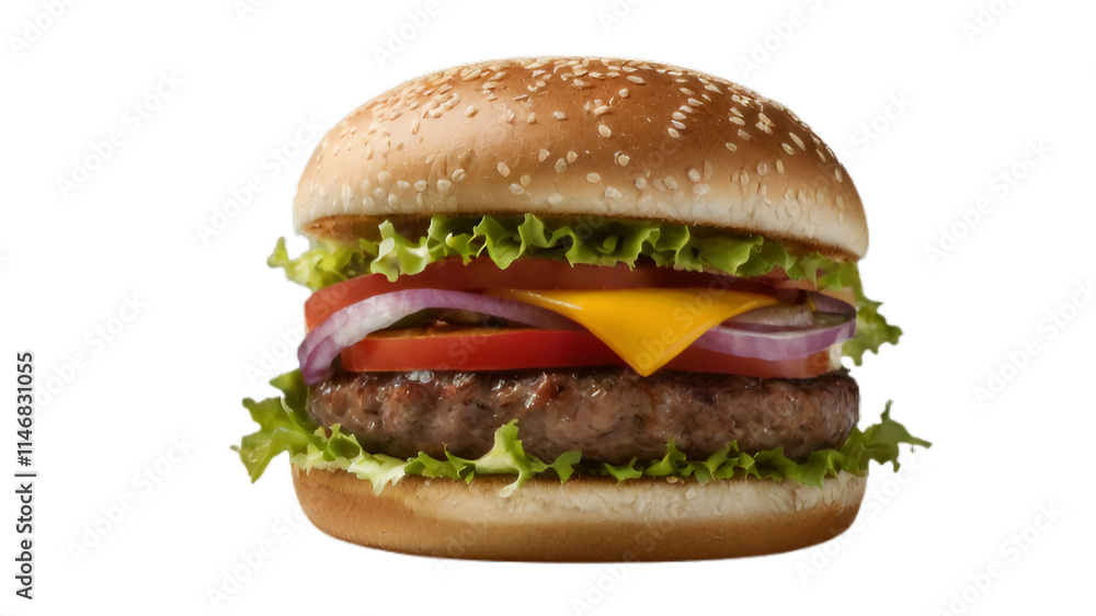 Isolated close-up burger cutout with transparent background png Isolated close-up burger cutout with transparent background png
