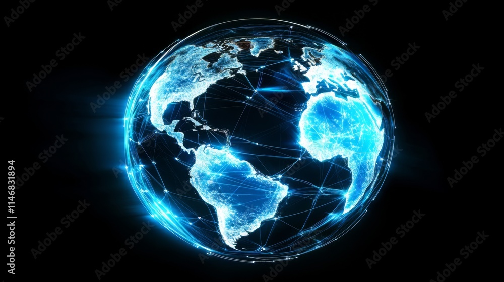 Global Network Earth - Futuristic Digital Connection Global Network Earth - Futuristic Digital Connection