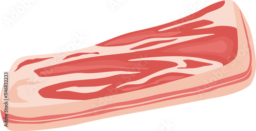 Raw pork belly meat showing layers of fat and muscle, ideal for various cooking preparations, offering a flavorful and visually appealing culinary experience