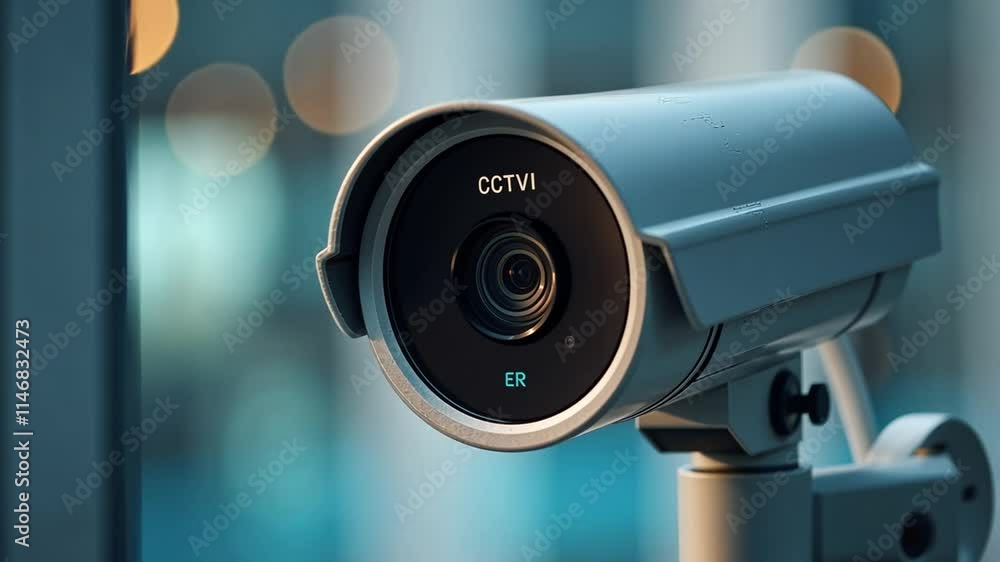 Closeup of a modern CCTV security camera mounted on a wall Closeup of a modern CCTV security camera mounted on a wall