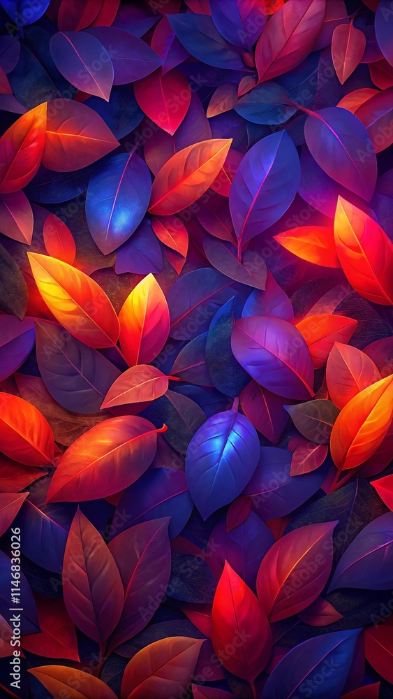 custom made wallpaper toronto digitalMobile Phone or cell phone wallpaper Many colorful leaves, mostly reds and blues, are layered together.