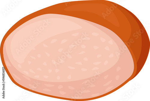 Large, juicy slice of cooked ham resting on a clean white background, highlighting its savory texture and mouthwatering appeal, perfect for any meal or festive occasion
