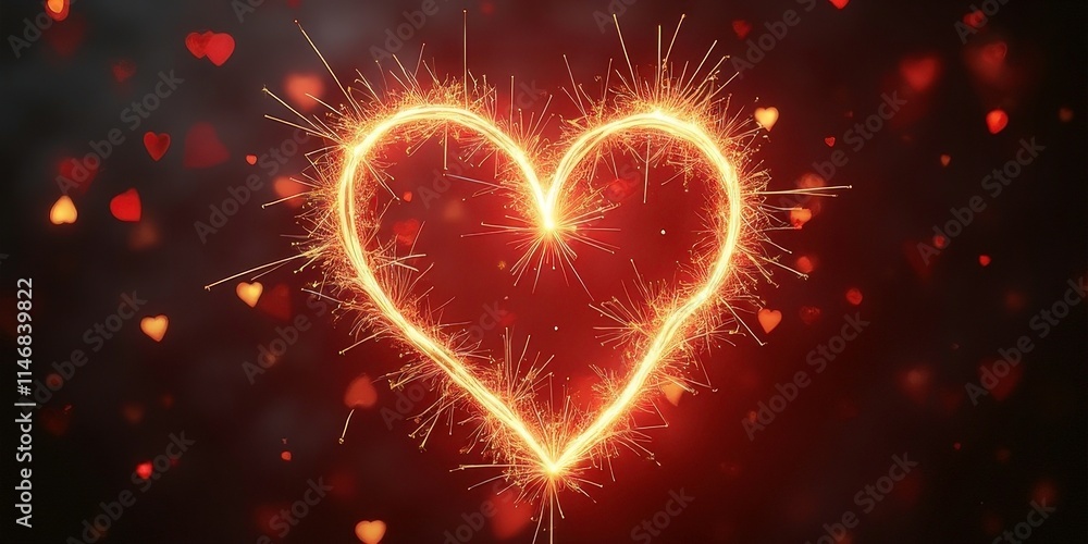 Happy Valentine's Day Spark with Heart Shape - Romantic Celebration Horizontal poster, greeting cards, headers, website Happy Valentine's Day Spark with Heart Shape - Romantic Celebration Horizontal poster, greeting cards, headers, website